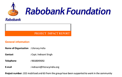 Projectrapport ondersteund door RaboBank Foundation